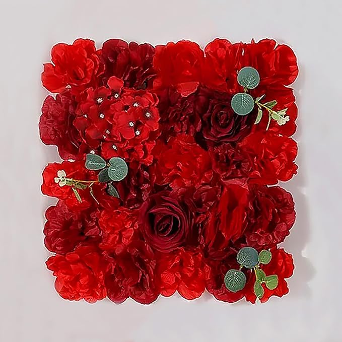 Flower Wall Backdrop, 12PCS 10.6"-15.7" Artificial Flower Wall Panel with Various Styles, 3D Floral Wall Decor for Wedding Photo Background Festive Party Home Decoration (L011, 15 * 15in)