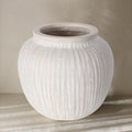Oakrain Large Rustic Minimalist Vase, 11" Distressed Round Floor Vase for Home Decor, Farmhouse Decorative Centerpieces for Living Room Bedroom, Vintage White