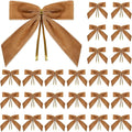 24 Pcs Camel Small Velvet Christmas Bows for Christmas Tree, Wreath, Gift Wrapping, Crafts, Wedding, Party, Twist Tie Bows for Treat Bag Bakery Candy Bags, Home Decor 1" W,3.5 x 3.5 inch
