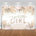 Mocsicka Boho Hello Baby Backdrop Boho Chic Pink Flowers Baby Shower Background Vinyl A Sweet Little Girl is on The Way Party Cake Table Decorations Photo Booth (10x7ft)