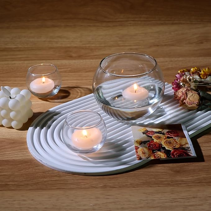 6 Pack Clear Round Glass Vases, 4.7” W x 3.5” H, Bubble Bowl Flower Vase for Table Centerpieces, Candle Holders for Wedding Event Home Decor