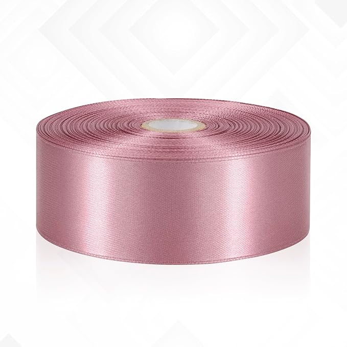 Rosy Mauve Ribbon 1-1/2 Inch 60 Yards Mauve Pink Satin Ribbon for Eternal Roses, Flower Bouquet, Gift Wrapping, Crafts, Bridal Shower, Hair, Wedding
