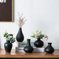 Black Bud Vase Set of 5, Ceramic Small Vases for Modern Decor, Mini Pottery Vases, Boho Decorative Vase for Living Room Fireplace, Centerpiece Table Decorations