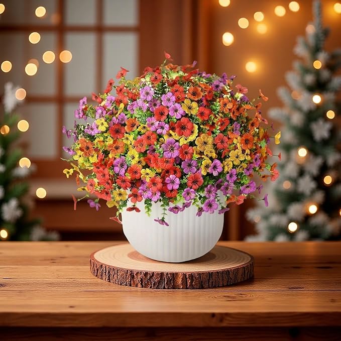 Artificial Flowers for Outdoors - UV Resistant & Fade-Resistant Fake Flowers, 24 Bundles Waterproof Faux Flowers for Garden, Yard, Patio, Wedding & Home Decor 24 Mixed Bundles