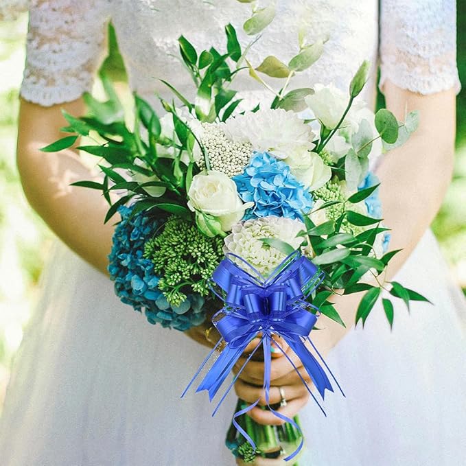 WEWILUCK Bows for Gift Basket - 15PCS Perfect Large Blue Gift Bows for Gift Wrapping, Pull Bows for Man Present Decoration Birthdays Holiday and More(Royal Blue, 6 inches)