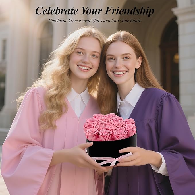 16 Forver Preserved Flowers in a Heart Box, Flowers for Her,Eternal Roses Flowers for Delivery Prime, Flowers Birthday Gifts for Women Mom Grandma Wife - Pink