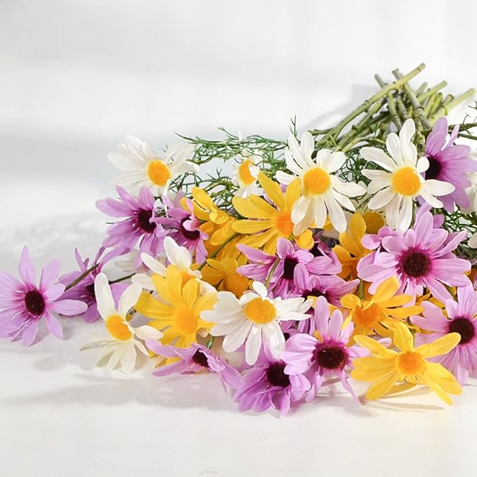 10pcs Artificial Daisy Flowers Flower Arrangements for Home Hotel Office Wedding Party Garden Craft Art Decor Each Approx 21" High No Vase White