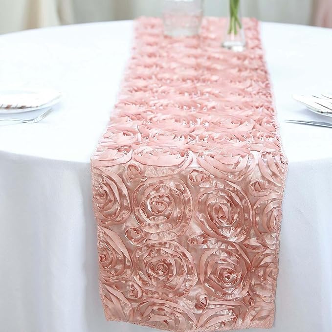 Efavormart Wonderland Rosette Premium Table Runners for Weddings Party Banquets Decor Fit Rectangle and Round Table - Dusty Rose