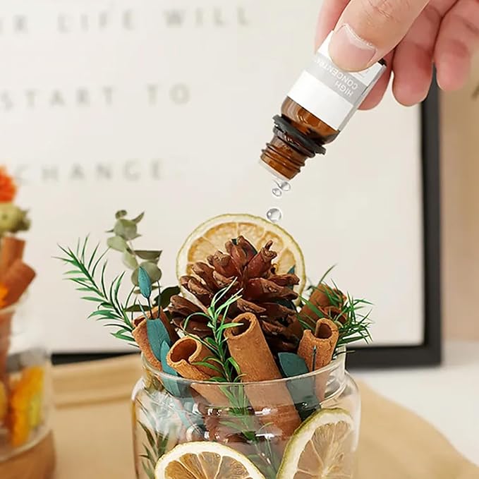 DIY Dried Flower Aromatherapy Kit with Natural Plant Essential Oils, Naturally Dried Flowers and Herbs Ornaments for DIY Flower Craft, Vintage Holiday Decor, Christmas (#A)