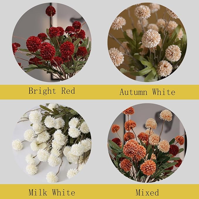 Artificial Hydrangea Flowers Fake Hydrangeas Faux Flowers Bouquet Artificial Plants for Wedding Home Office Decor Excluding vases-（Bright Red 10 PCS）