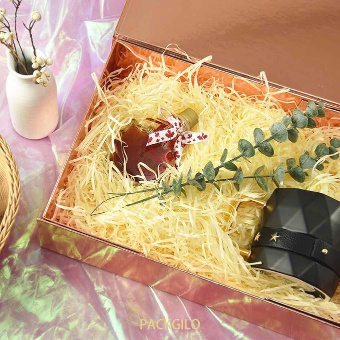 2 Rose Gold Large Gift Box with Lid 13x9x4 Inches, Gift Box Large with Magnetic Closure, Bridesmaid Proposal Boxes, Hard Collapsible Groomsman Boxes (Glossy Rose Gold)