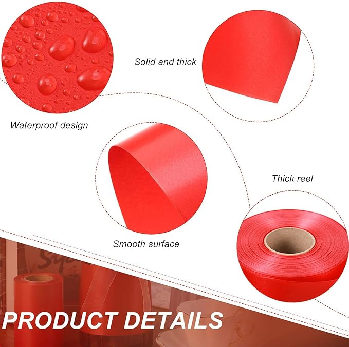 Syhood Outdoor Leaf Ribbon Floral Satin Ribbon for Crafts Aspidistra Waterproof Holiday Outdoor Decoration(4 Inch X 393 Yards,Red)