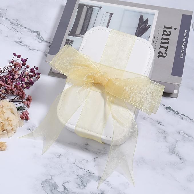 1.5 inch Sheer Organza Ribbon Gold Chiffon Ribbon for Gift Wrapping Christmas Halloween Decoration Wedding Bouquet Crafts 50 Yards