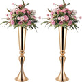 Gold Vase for Wedding Centerpiece, 2Pcs Metal Trumpet Vase 22" Tall Flower Stand for Wedding Table Centerpiece Decoration Floral Arrangement for Reception Bridal Party Decor