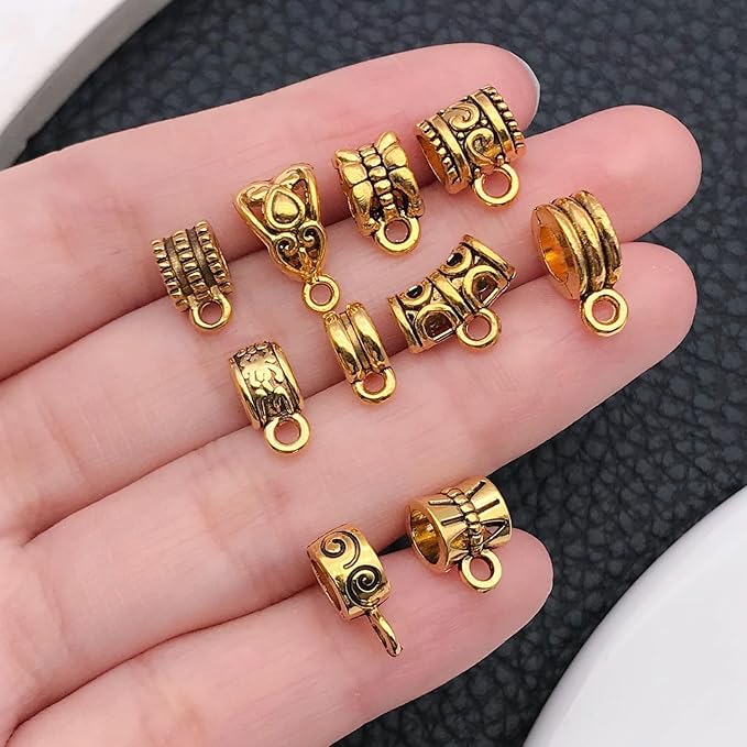 WOCRAFT 60pcs Antique Gold Bails Charms Bracelet Charms for Jewelry Making Sets DIY Necklace Bracelet Keychain Crafting Charms Kit Craft Supplies (SN852)