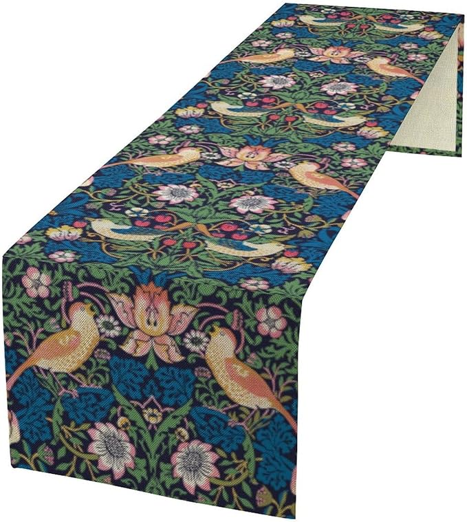 William Morris Floral Table Runner, Vintage Flowers Botanical Printed Table Runner for Home Kitchen Dining Table Decoration,13x70 Inch