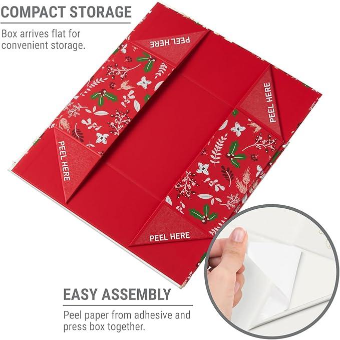 Christmas Gift Box with Magnetic Lid 3-Pack | Red Decorative Gift Boxes for Presents, Holiday Gifts, Treats, Ornaments, and Keepsakes. 11.5" x 7.5" x 3.5"