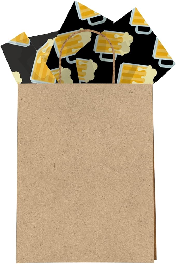 Pro Supply Global Beer Printed Tissue Paper for Gift Bags or Boxes and Wrapping - Father's Day Adult Bulk Decorative Art Tissue Paper for Packaging and Gifting | 24 Sheets 20" x 30"