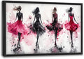 Fashion Woman Large Wall Art Watercolor Girl Pictures Wall Decor Pink Canvas Female Print Painting Modern Artwork Home Decoration for Living Room Bathroom Bedroom Office Framed 36"x24"