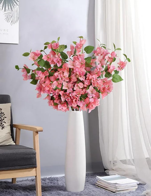 12pcs Silk Bougainvillea Artificial Flowers 31.5" Fake Bougainvillea Stems Glabra Climbing Faux Bougainvillea Flower Tree Branches for Home Garden Decor Wedding Table Centerpieces (Pink)