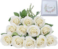 Artificial Rose Flower Artificial Flowers Flower with Long Stem Silk Roses Bouquet for Wedding Bridal Shower Party Home Decoration (Beige, 12 Pcs)