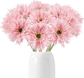 Gerbera Daisy Artificial Flowers 12pcs Pink Fake Silk Flowers Faux Daisies Bouquet with Stems for Wedding Bouquet Home Party Garden Outdoor Decoration(Pink)