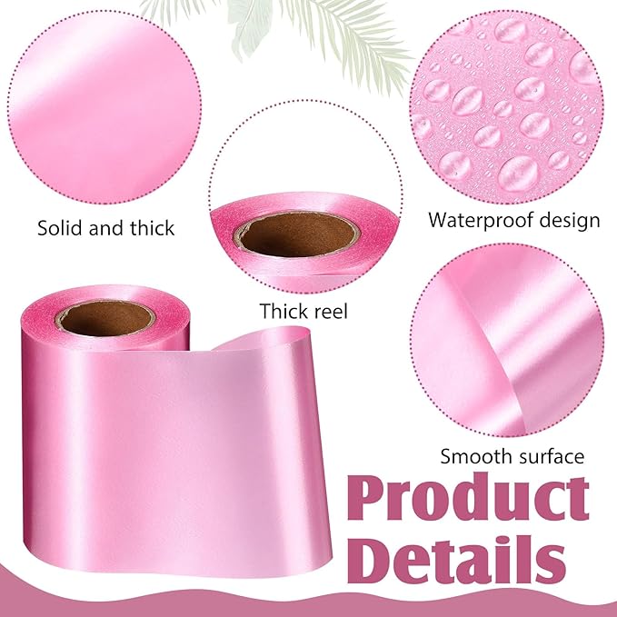 Syhood Outdoor Leaf Ribbon Floral Satin Ribbon for Crafts Aspidistra Waterproof Holiday Outdoor Decoration(4 Inch X 30 Yards,Pink)