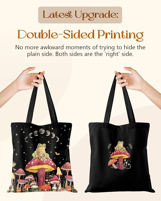 Aesthetic Tote Bag for Women- with Magnetic Buckle and Zipper Inner Pocket Cloth Cotton Canvas Tote Bags
