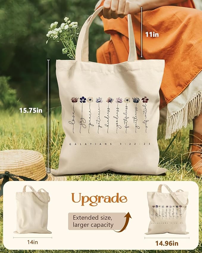 Aesthetic Tote Bag for Women- with Magnetic Buckle and Zipper Inner Pocket Cloth Cotton Canvas Tote Bags