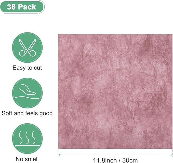M METERXITY 38-Sheet Korean Cotton Wrapping Flower Paper, 11.8 Inch Waterproof Floral Wrapping Cotton Paper for Bouquets/Gift Packaging [Dark Pink]