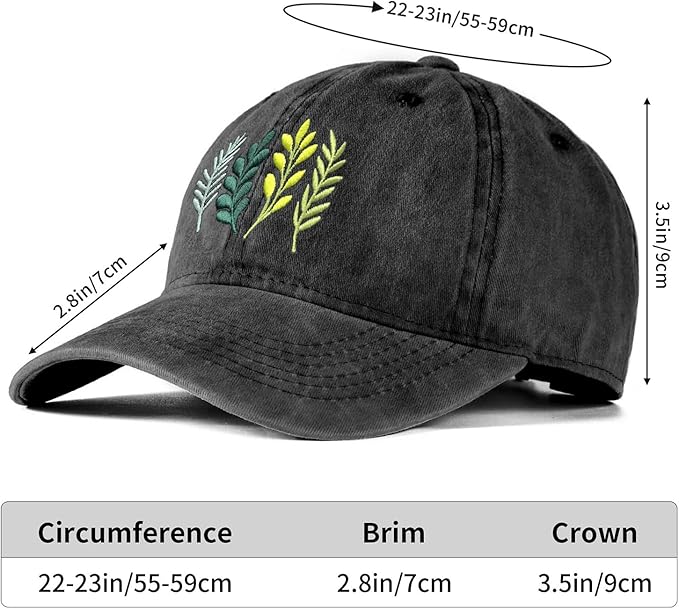 Cute Flower Hat, Elegant Floral Embroidered Adjustable Baseball Cap for Men Women, Gifts for Flower Lovers, Black