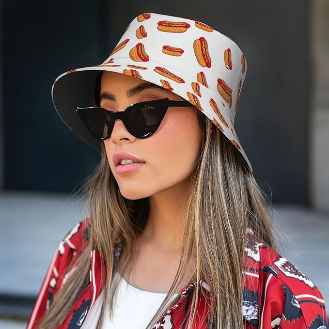 Bucket Hat for Women Men, Summer Print Hat Travel Packable Sun Cap Outdoor Hat for Women and Men