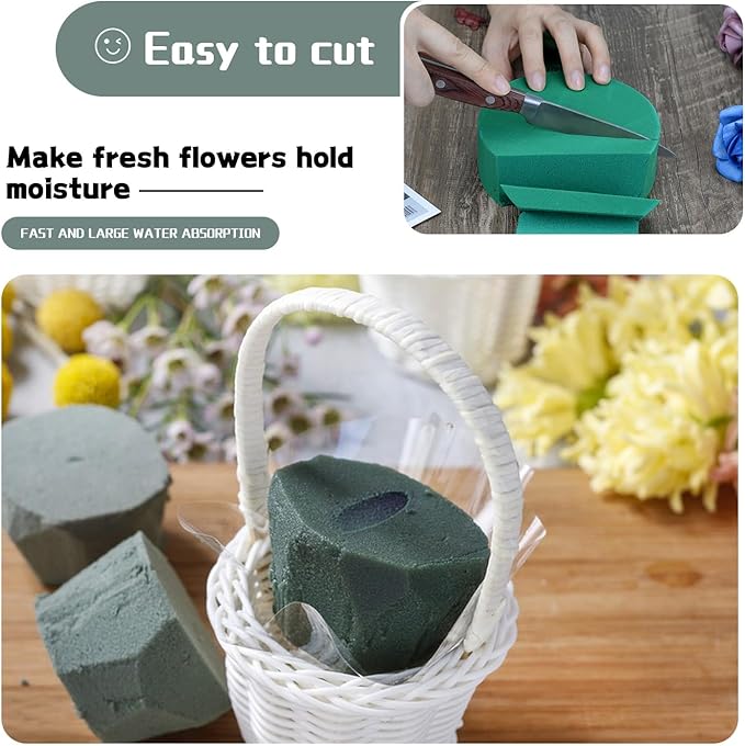 4Pcs Floral Foam Round SUPKING 3.15" Small Green Wet Dry Flower Foam Blocks Florist Plant Foam for Artificial and Fresh Flower Arrangement