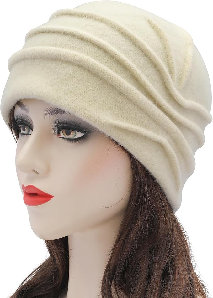 ZLYC Women Wool Cloche Bucket Hat 1920s Vintage Dress Winter Hats with Flower Accent