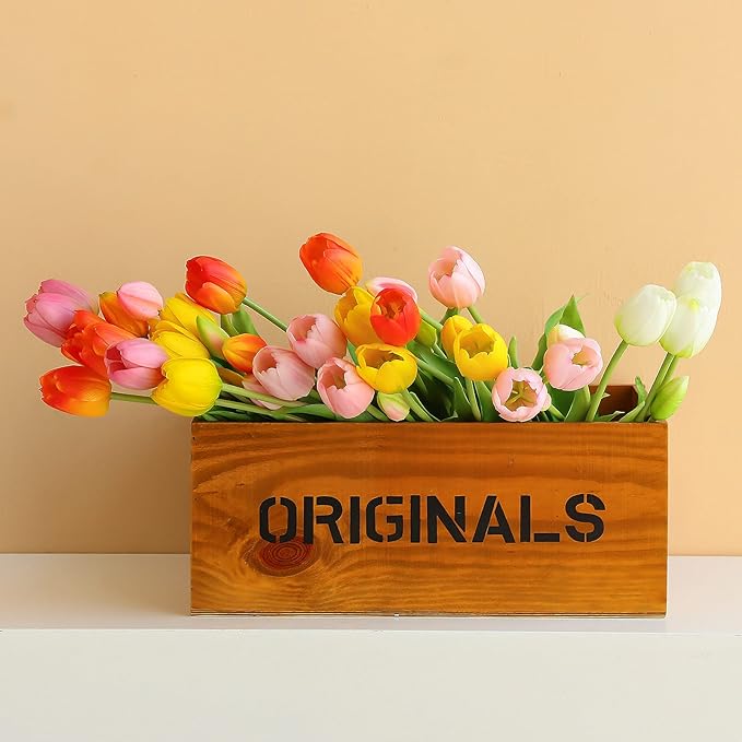 Artificial Flowers 10pcs Fake Tulips Real Touch, Faux Latex Tulips Flowers with Gift Box Soft Faux Tulips Bouquets Arrangements for Party Wedding Home Room Decoration(Light Purple)