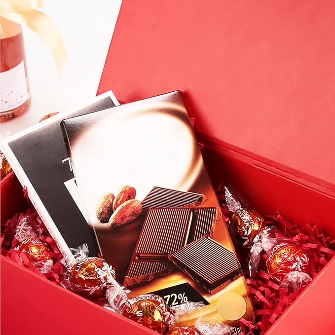 PACKHOME 6 Christmas Gift Boxes 9x6.5x3.8 Inches, Rectangle Collapsible Boxes with Magnetic Lids for Xmas Gift Packaging (Matte Red, Grain Texture)