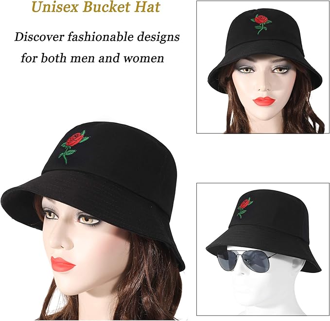ZLYC Unisex Fashion Embroidered Bucket Hat Summer Fisherman Cap for Men Women