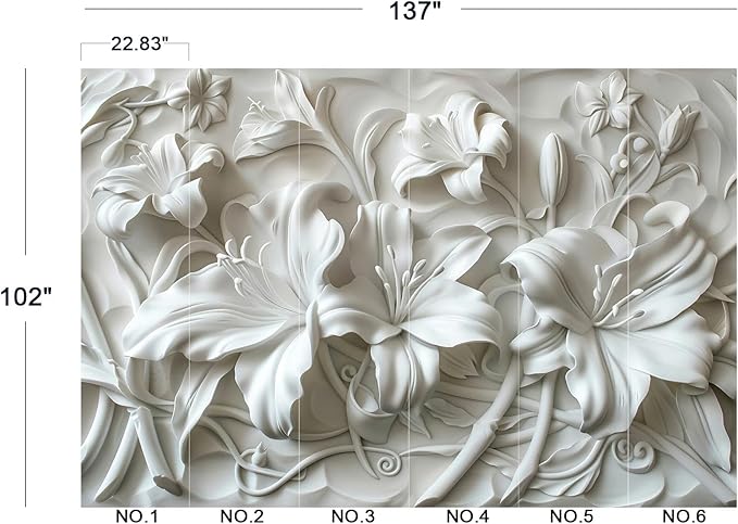 Cliouar-Plaster Floral Decorative Pattern Mural Wallpaper Peel and Stick 137" x 102"