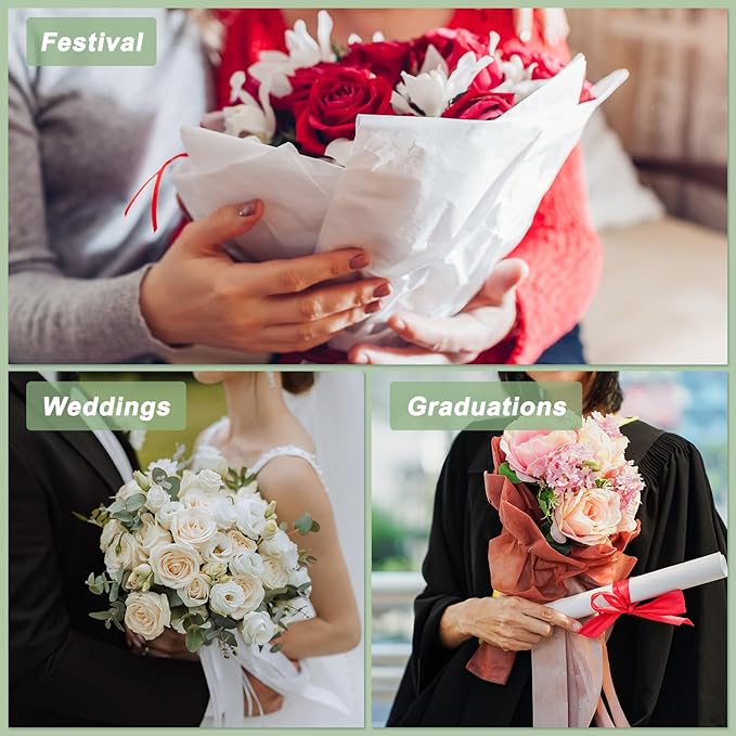 PATIKIL Flower Gift Wrapping Paper, 20 Sheets Waterproof Bouquet Paper Wrap Florist Supplies Packaging Floral Papers for Wedding DIY Craft Valentine Mother's Day, Pink