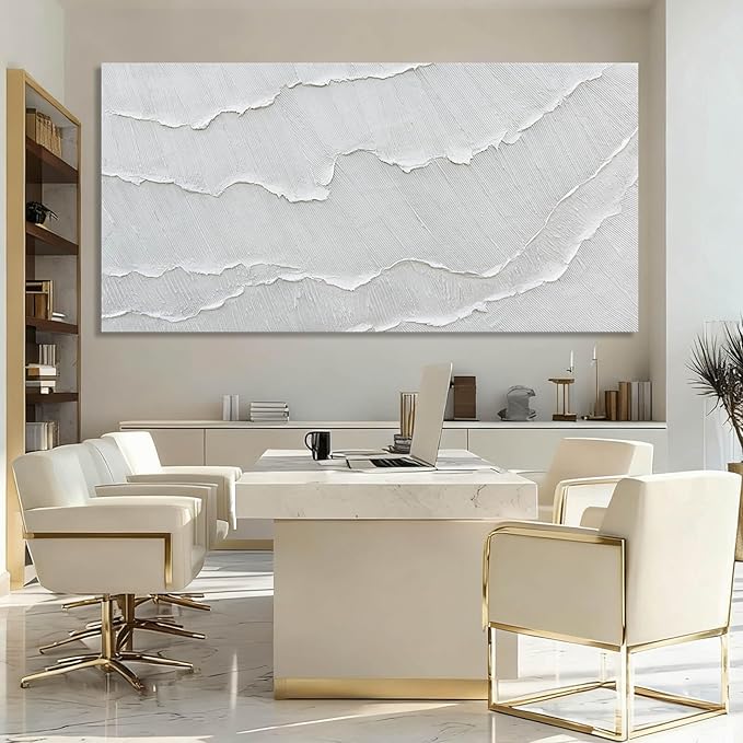 WINKAILIN Large White Abstract Textured Canvas Wall Art 73x147 Oversized Minimalist Painting Modern Artwork for Living Room Bedroom Office Décor