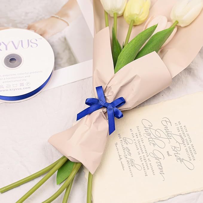 Royal Blue Satin Ribbon, Double Faced 3/8 Inch X 25 Yards Royal Blue Ribbon, Premium Satin Ribbon for Gift Wrapping, Crafts, Hair Bow Making, Sewing, Flower Bouquet, Wedding Party Decor