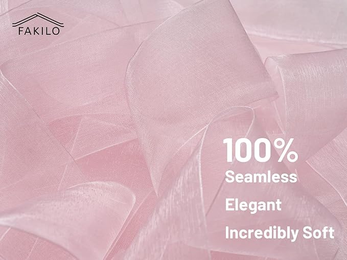 Pink Organza Ribbon for Gift Wrapping, FAKILO 2 Inch Shimmer Sheer Wrapping Ribbon for Bouquet, Wedding, Christmas Gift - 50 Yards Each Roll