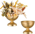 Sziqiqi Urn Vases for Wedding Centrepiece - 6in High Gold Metal Vase Set of 2 Small Vintage Flower Arrangement Pots for Table Centrepieces Elegant Hammered Vase for Christmas Anniversary Party