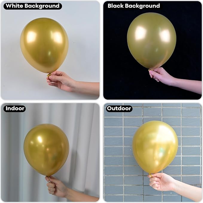 Togvu Metallic Gold Balloons Different Size, 123 Packs Gold Balloons Arch Kit, Pack of 18 12 10 5 Inch Chrome Gold Balloons Garland for Birthday Party Graduation Wedding Holiday Balloon Decoration