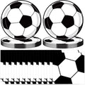 40 Pcs Soccer Plates And Napkins Party Supplies, Soccer Birthday Decorations Disposable Paper Tableware Set for Sports Theme Birthday Party Serves 20
