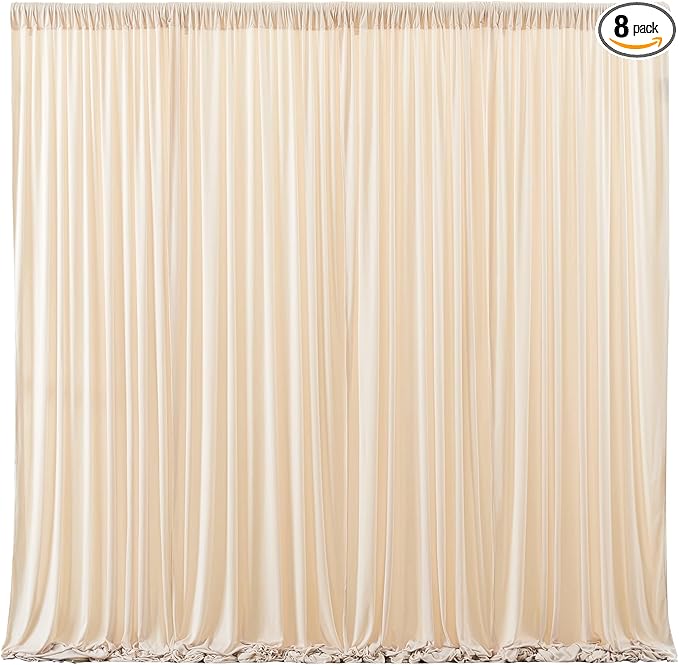 Champagne Backdrop Curtains 8 Panels - Wrinkle-Free Polyester Photography Drapes for Baby Shower & Birthday Party - 32 X 10FT