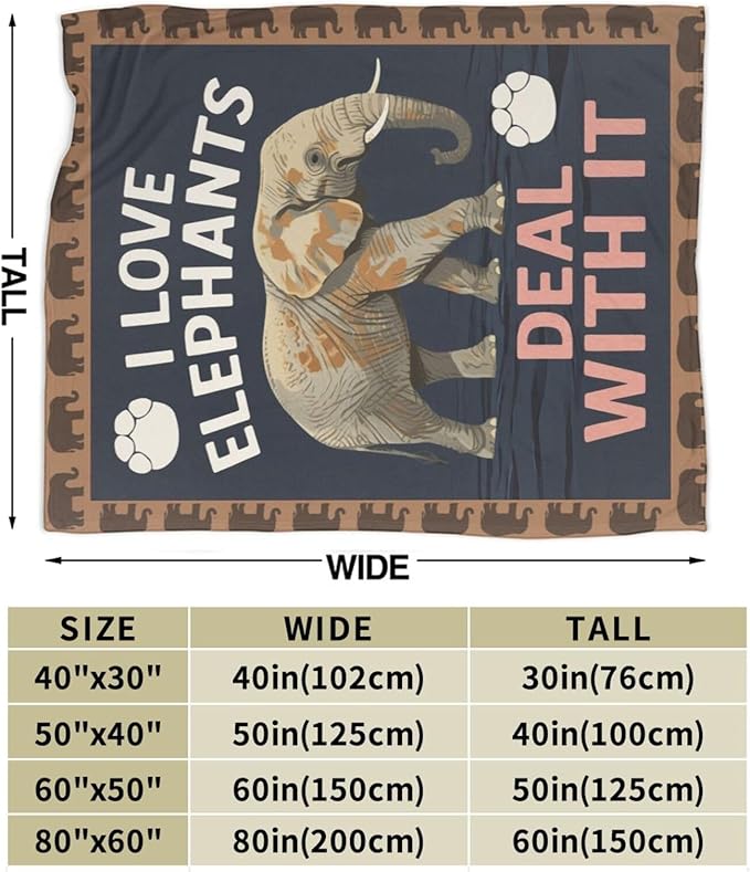 Elephant Blanket Elephants Throw Blanket Animal Soft Cozy Fleece Fuzzy Stuffed Plush Flannel Gifts for Girls Women Boys Kids Adults 40''x50''