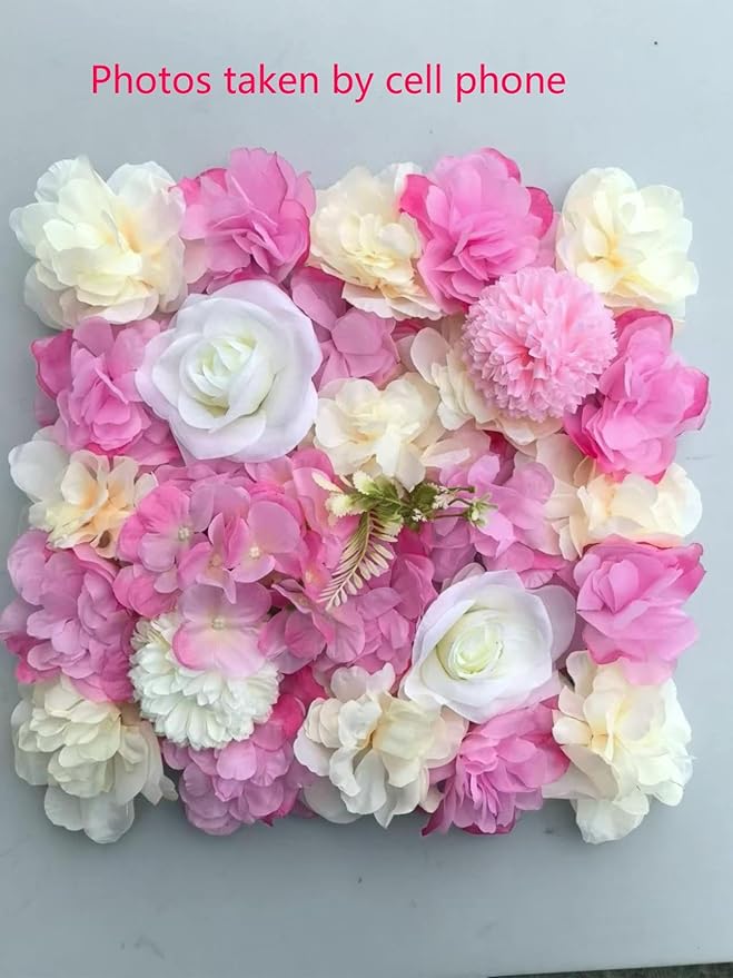 12Pcs Artificial Flower Wall Panel 3D Floral Backdrop Wall 15" X 15" Flower Wall Decor Panel Flower Wall Backdrop Faux Flower Panel for Party Home Background Decor, Pink