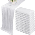 12 Pack Boho Gauze Table Runner - 35x72 Inch Rustic Cheese Cloth Long Table Runner for Wedding, Bridal Shower, Birthday Party Decor (White)