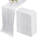 12 Pack 13Ft Cheesecloth Table Runner 35x157 Inch Boho Gauze Table Runner Cheese Cloth Long Table Runner Rustic Table Runner for Wedding Bridal Shower Birthday Party Table Decor (White)